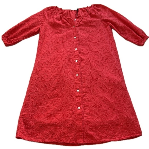 NWT Rosemarine Made in Italy 100%Cotton Eyelet Midi Dress 3/4 Sleeve Siz… - Picture 5 of 16